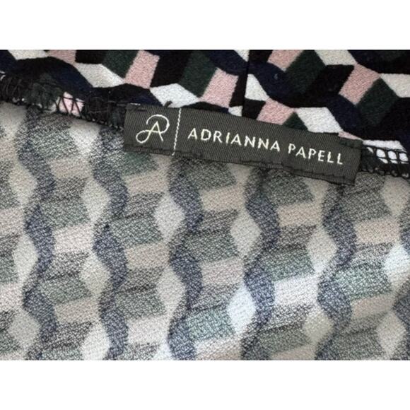 Adrianna Papell Polyester Long Sleeve Faux Wrap Dress V Neck Fit Flare Large - Picture 3 of 6